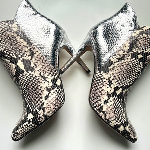 BCBG Snake skin & Silver Heels Booties
